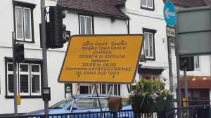 Road closure signs